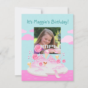 Invitation Candy rose du monde gâteau pour la fête d'annivers