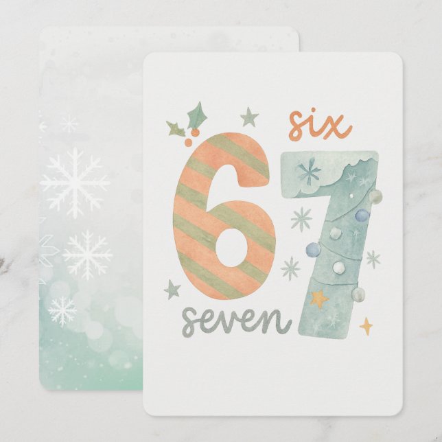 Invitation Candy Stripe & Snowflake 67 – Handmade Holiday Num (Devant / Derrière)