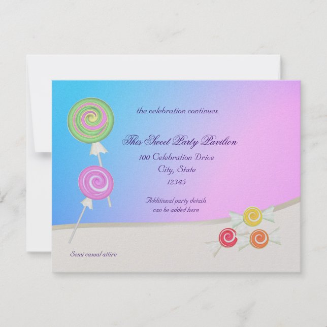 Invitation Candy Sweet Blue Bat mitzvah framboise (Devant)