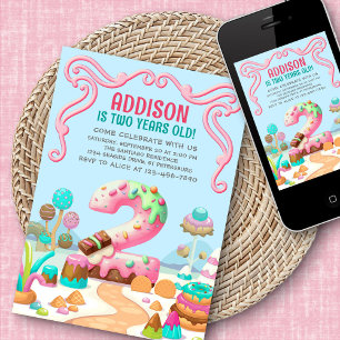 Invitation Candy Sweet Girl's Candyland 2e anniversaire