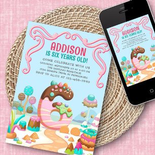 Invitation Candy Sweet Girl's Candyland 6e anniversaire