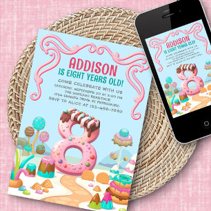 Invitation Candy Sweet Girl's Candyland 8e anniversaire