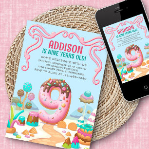 Invitation Candy Sweet Girl's Candyland 9e anniversaire