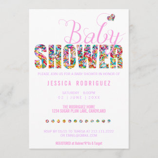 Invitation Candy Theme Baby shower party C'est une fille
