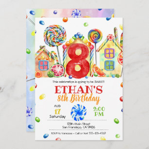 Invitation Candyland Candy pour le thème de la con