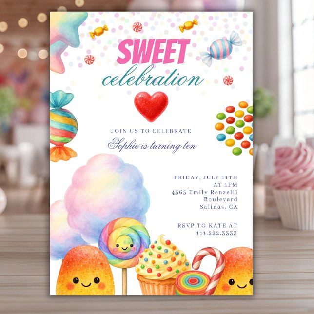 Invitation Candyland Douce Célébration Anniversaire Enfants  (Créateur téléchargé)