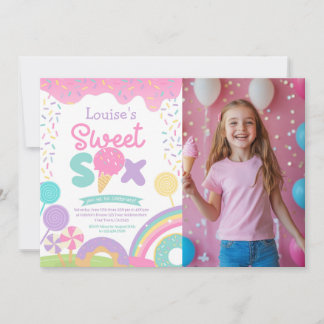 Invitation Candyland et glace Cream, 6e anniversaire