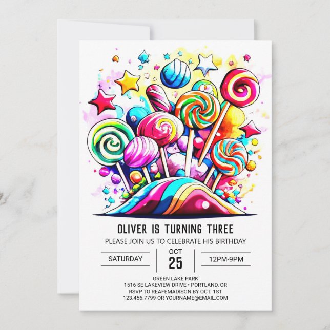 Invitation Candyland personnalisé Printemps (Devant)