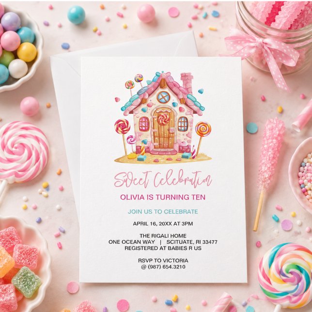 Invitation Candyland Sweet Celebration Anniversaire de enfant (Candyland Sweet Celebration Kids Birthday Party Invitation)