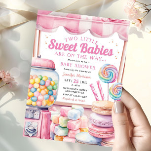 Invitation Candyland Twins Baby shower Rose Sweet Girls