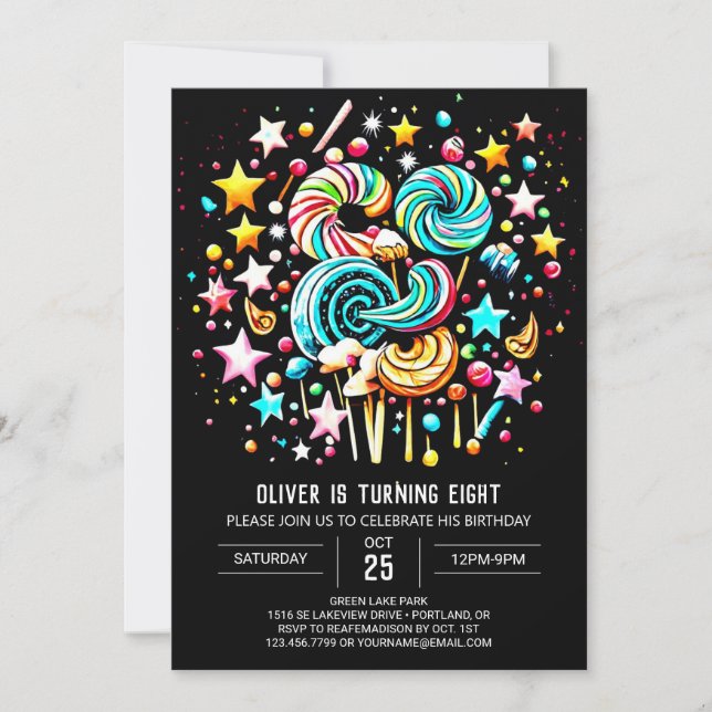 Invitation Candyland Whimsy Editable Anniversaire (Devant)