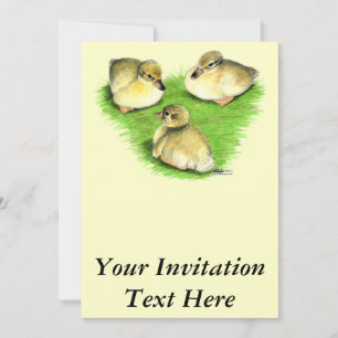 Invitation Canetons de canard colvert enneigés
