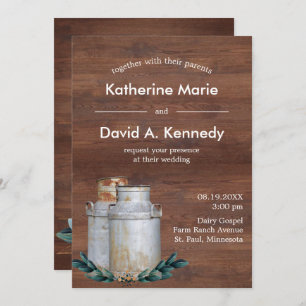 Invitation Canettes de lait Budget Mariage Vieux pays Ferme r