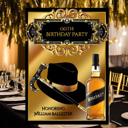 Invitation Canne de chapeau de gentlemen Whisky Or Noir Anniv