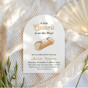 Invitation Cannoli Genre Neutre Beige Baby Shower Italien