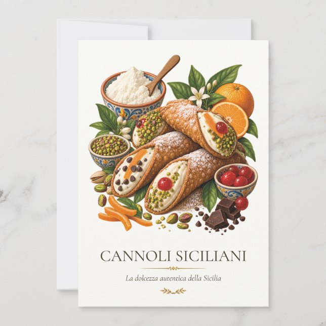 Invitation Cannoli Siciliani – Vintage Italian Dessert (Devant)