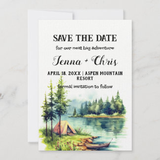 Invitation Canot minimaliste rustique Forest Lake Enregistrer