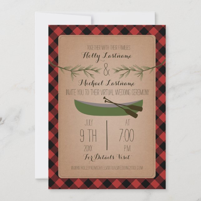 Invitation Canot Plaid Russe Virtual Mariage (Devant)