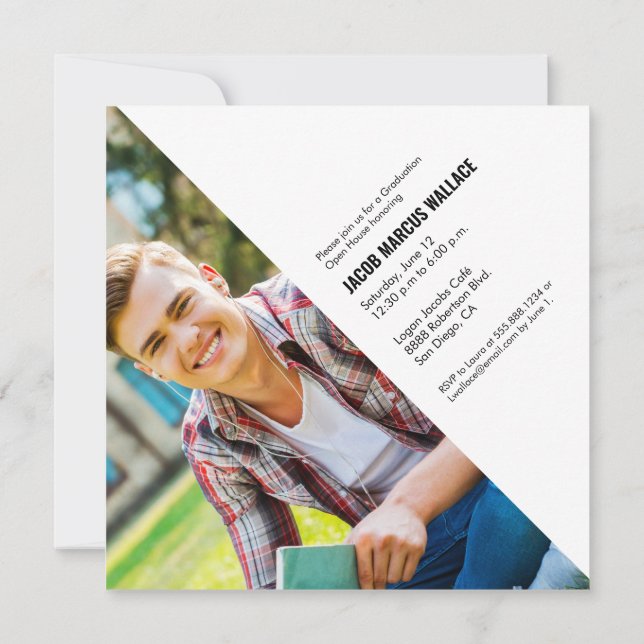 Invitation Cap de remise de diplôme à pompon doré Photo perso (Dos)