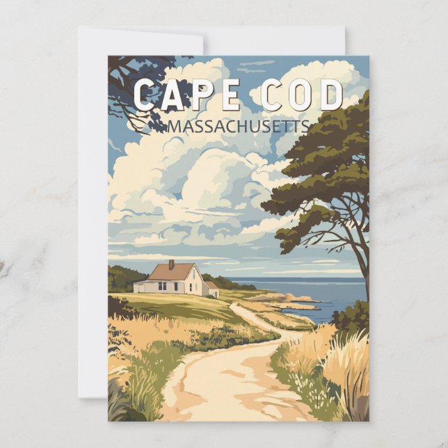 Invitation Cape Cod Massachusetts Art de voyage vintage (Devant)