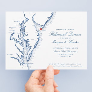 Invitation Cape May NJ Dîner de répétition de mariage élégant