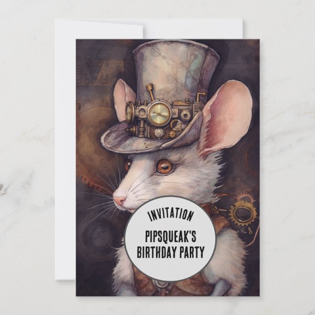 Invitation Capitaine Souris Rat Steampunk  (Devant)
