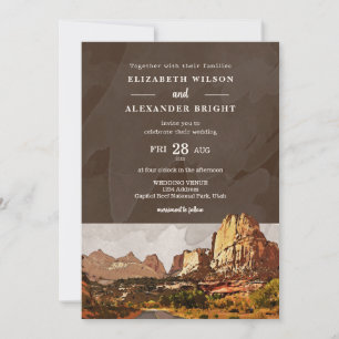 Invitation Capitol Reef NP Utah Désert Aquarelle Mariage