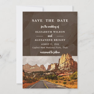 Invitation Capitol Reef NP Utah Désert Aquarelle Mariage