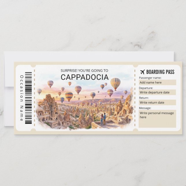 Invitation Cappadocia Trip Boarding Pass Ticket (Devant)