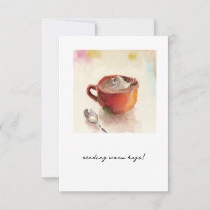 Invitation cappuccino dans une tasse rouge