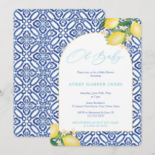 Invitation Capri Lemons Turquoise Oh Baby Theme Baby shower