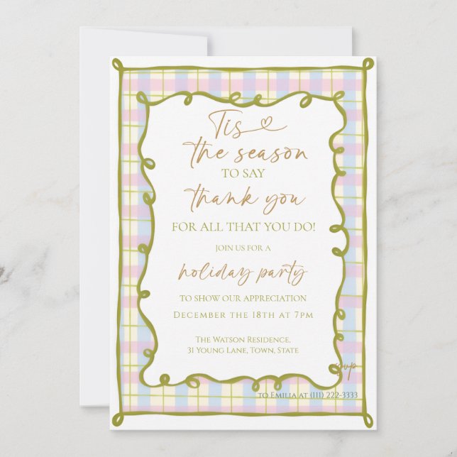 Invitation Capricieuse C'est la saison de dire merci Fêtes  (Devant)