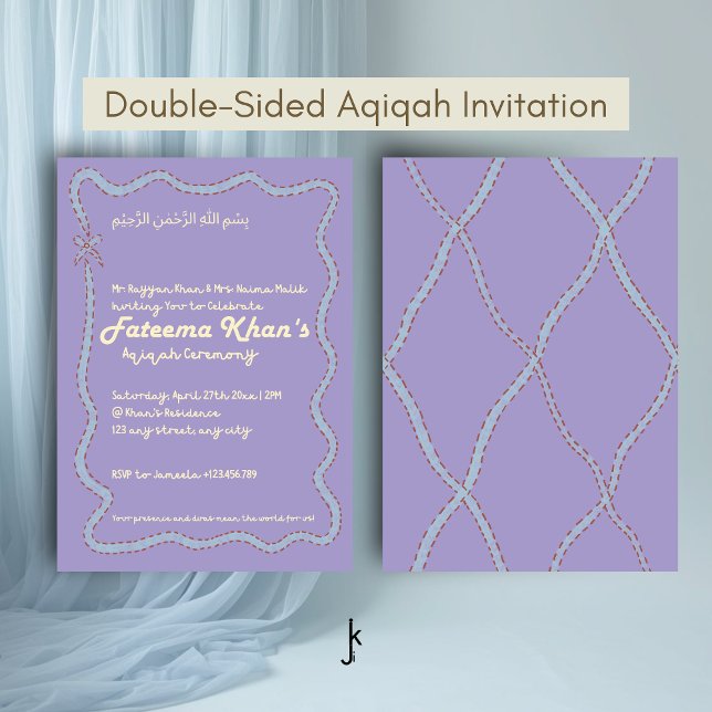 Invitation Capricieuse ondulée de bleu doux violet clair Aqiq (Créateur téléchargé)