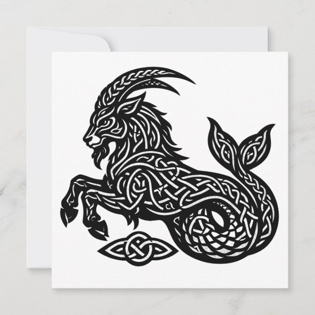 Invitation Capricorne — Encre Hantée Zodiaque Bouc‑Poisson (Devant)