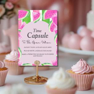 Invitation Capsule Temporelle d'Anniversaire Panneau Pastèque