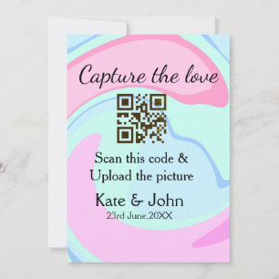 Invitation Capturer l'amour ajouter scan QR mélange rose bleu