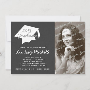 Invitation Capuchon de diplôme et photo d'ardoise