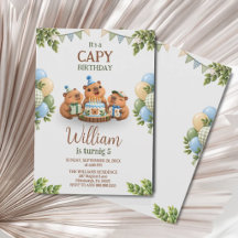 Capybara Capy Fête Mignon Garçon Bleu Kawaii Anniv