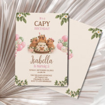 Capybara Capy Party Mignonne Rose Kawaii Fête d'an