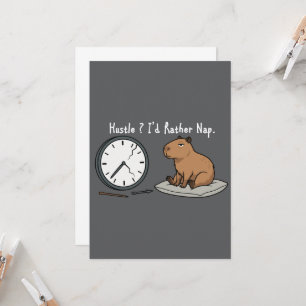 Invitation Capybara Fatigué Humour I'd Rather Nap et Horloge