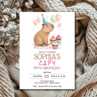 Invitation Capybara kids birthday