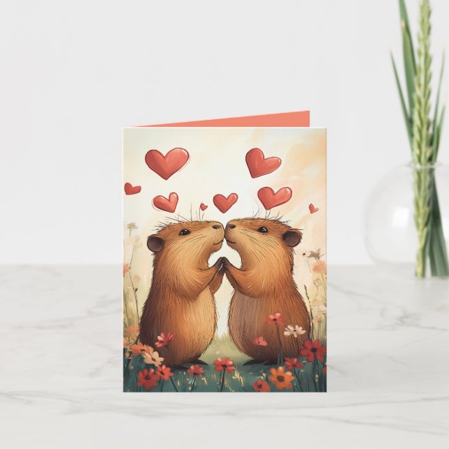 Invitation Capybara Love - Un moment de pré romantique (Devant)