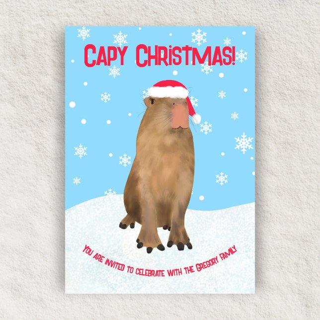 Invitation Capybara Pun Capy Noël Famille de Noël (Créateur téléchargé)