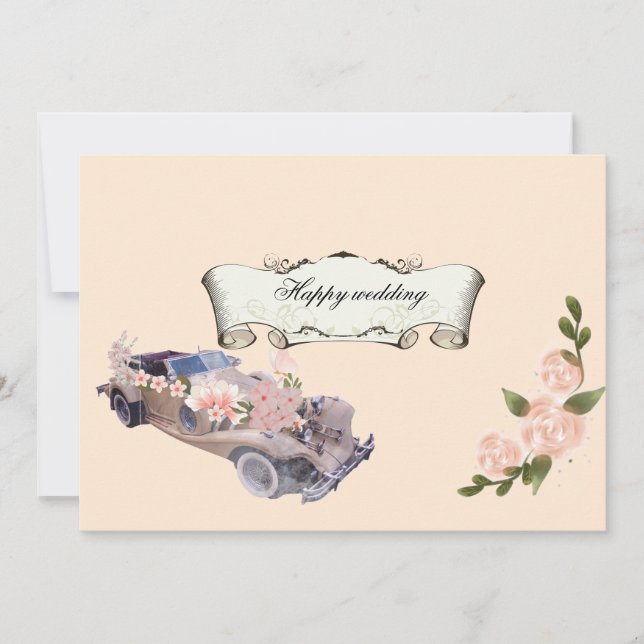 Invitation Car wedding Navy Floral Bridal Shower &Recipe All  (Devant)