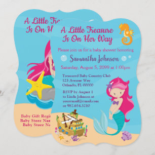 Invitation Caractère de dessin mignon Mermaid Baby shower Des