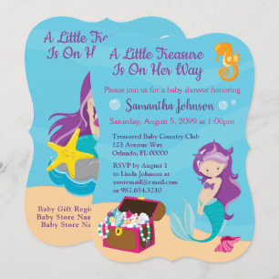 Invitation Caractère de dessin mignon Mermaid Baby shower Des