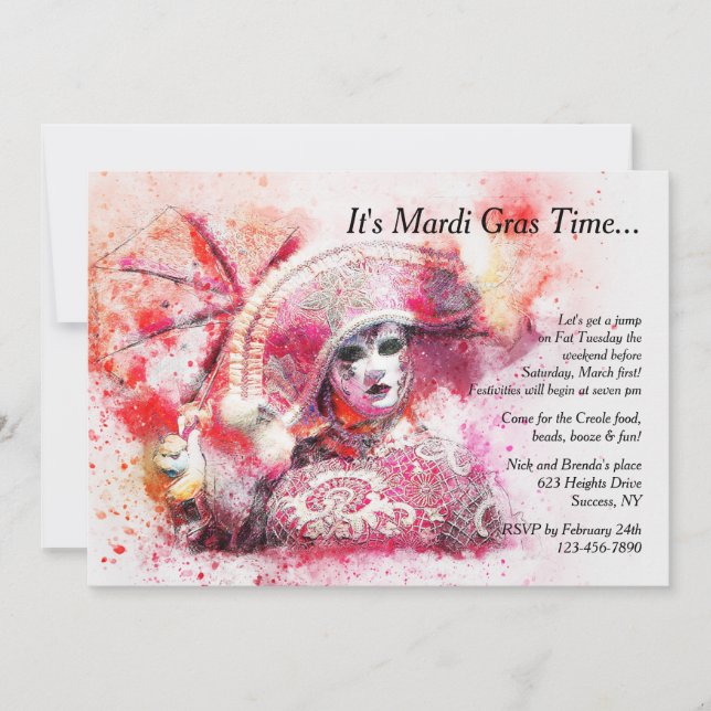 Invitation Caractère de mascarade dans l'invitation rouge (Devant)