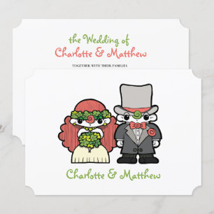 Invitation Caractères de dessin de script Mariage Whimsical