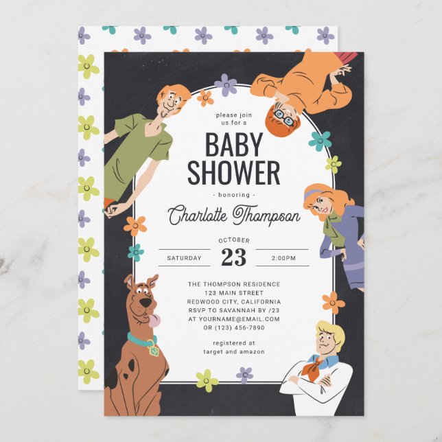 Invitation Caractères Scooby-Doo | BABY SHOWER SUPER (Devant / Derrière)
