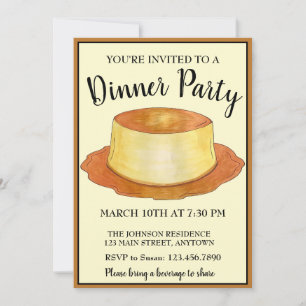 Invitation Caramel Custard Flan Espagnol Dîner de nourriture